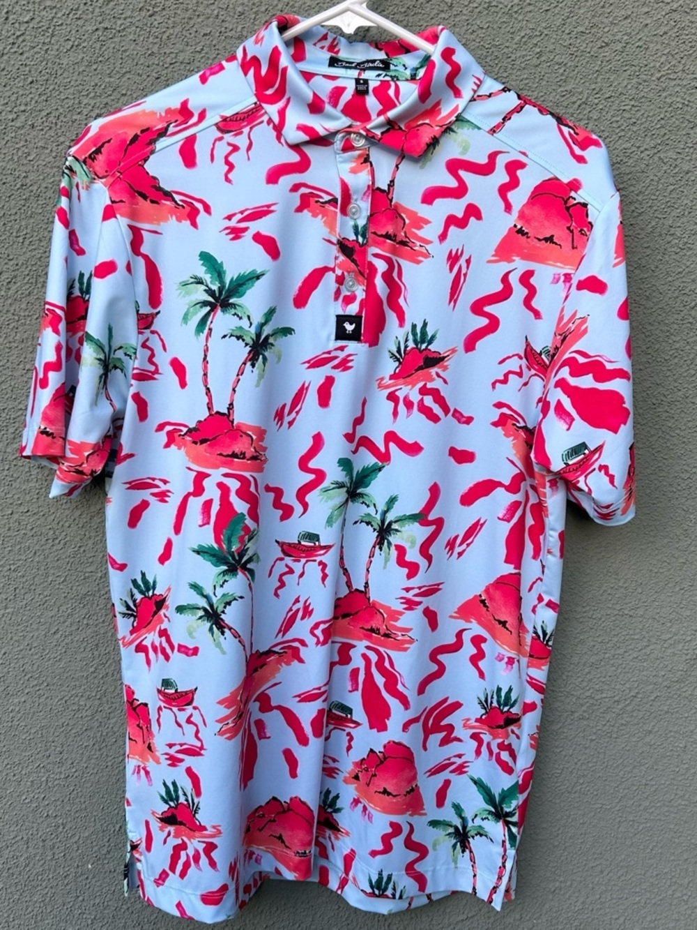 Bad Birdie Golf Polo Shirt Performance Golf Red Rock Volcano Size Small - Picture 2 of 7